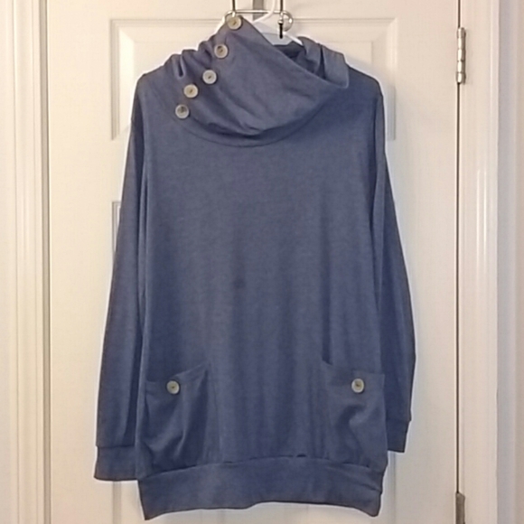 Unknown Tops - Cowl Neck Casual Pullover With Pockets.